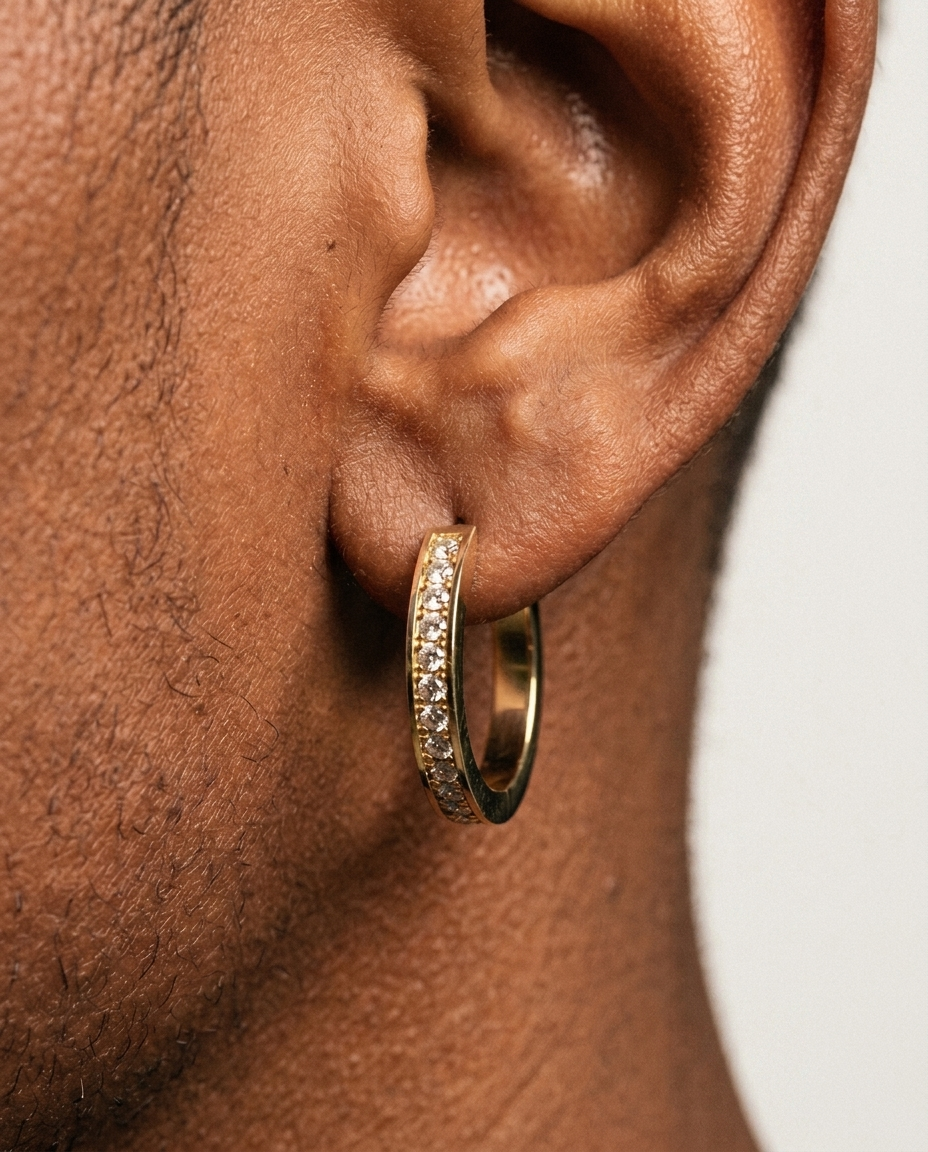 Thin Diamond Hoop Earrings
