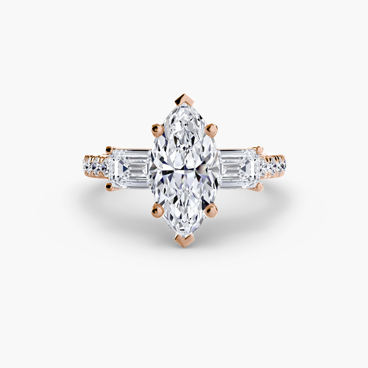Three-Stone Ring with Pavé Band 4