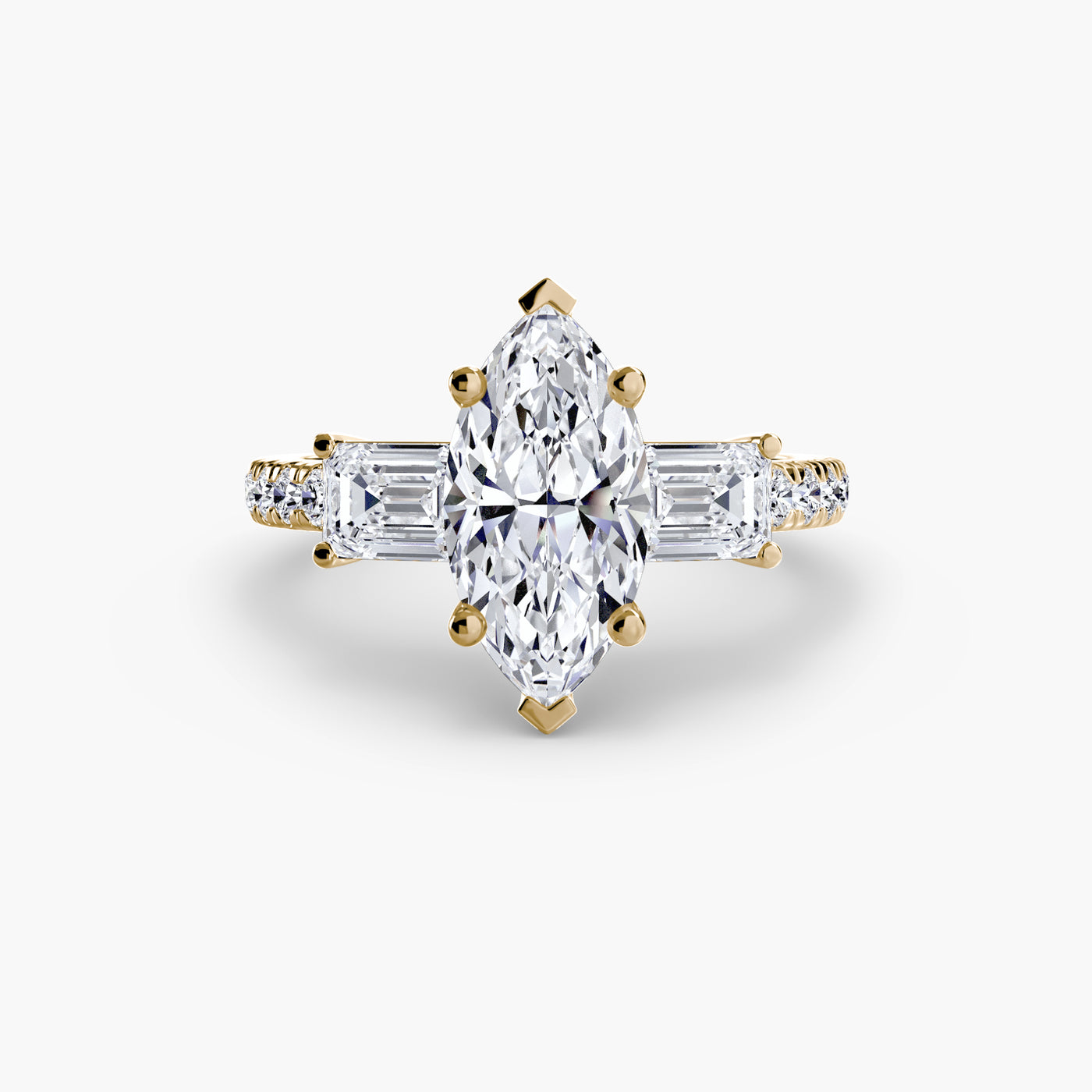 Three-Stone Ring with Pavé Band 4