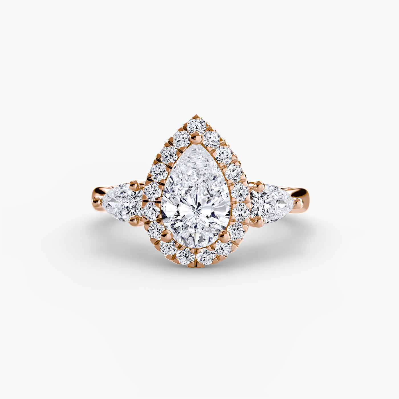Three-Stone Ring with Halo