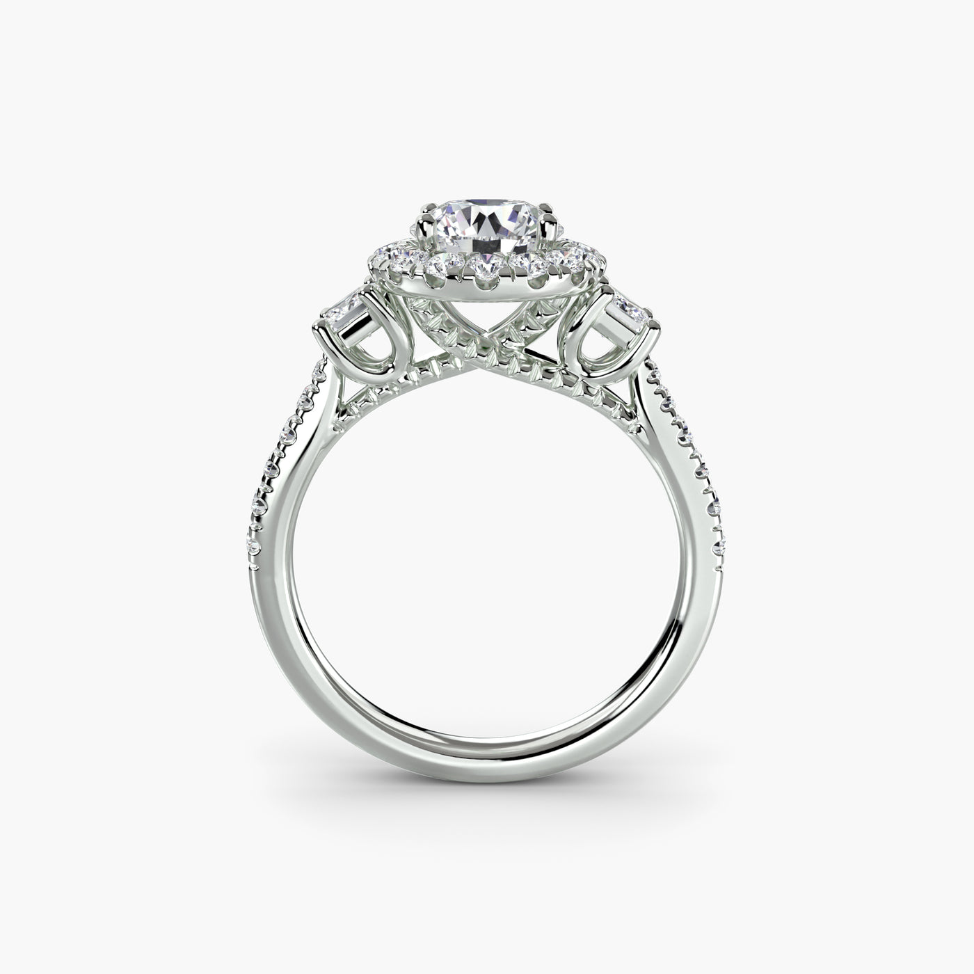 Three-Stone Ring with Halo 2