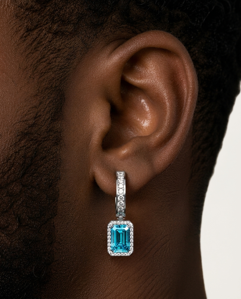 Emerald Hanging Hoop Earrings