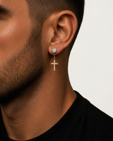 Diamond Cross Earrings Yellow Gold