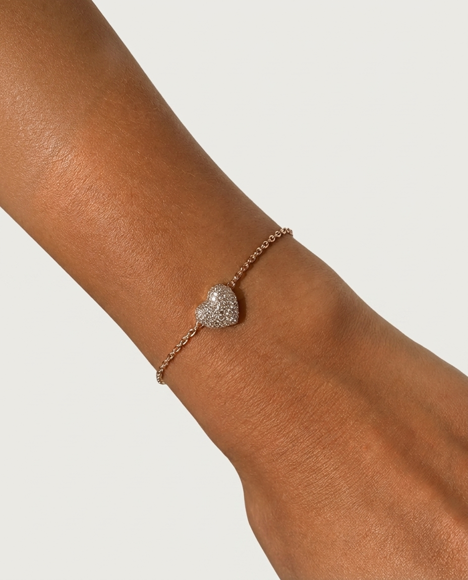 Diamond Heart Bracelet Rose Gold
