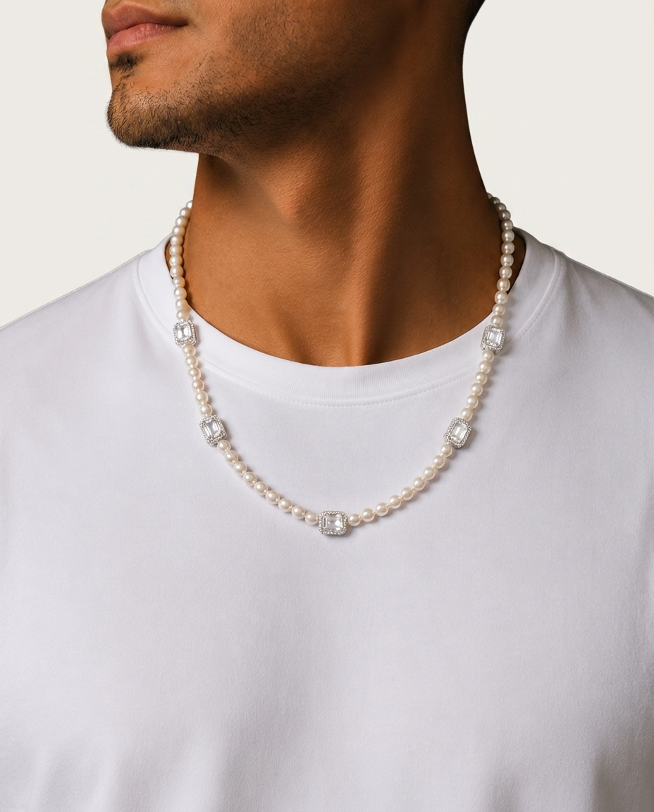 Pearl Emerald Necklace White Gold