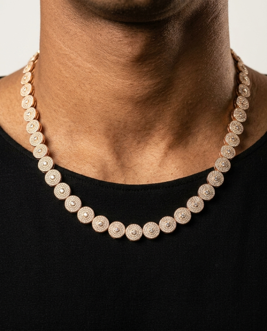 Round Diamond Necklace Rose Gold