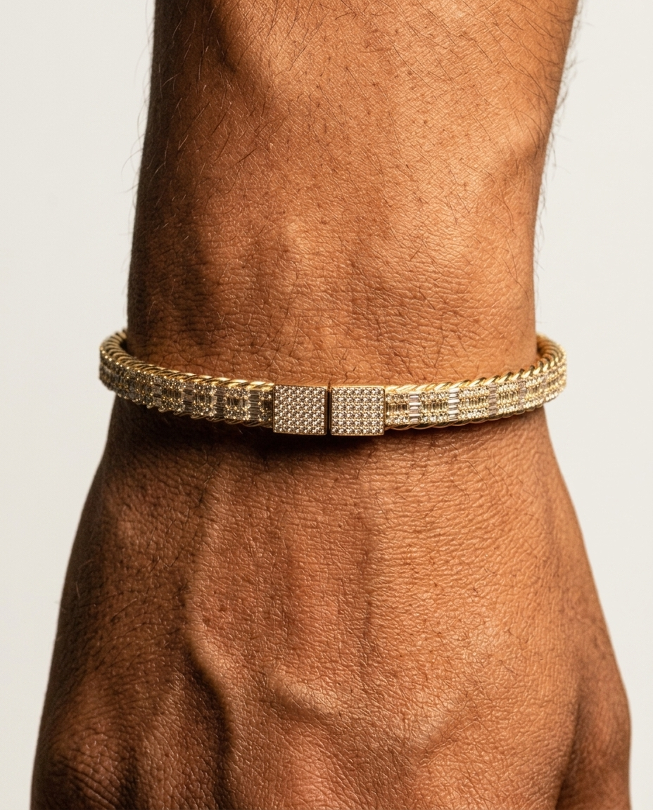 Twisted Diamond Bracelet Yellow Gold
