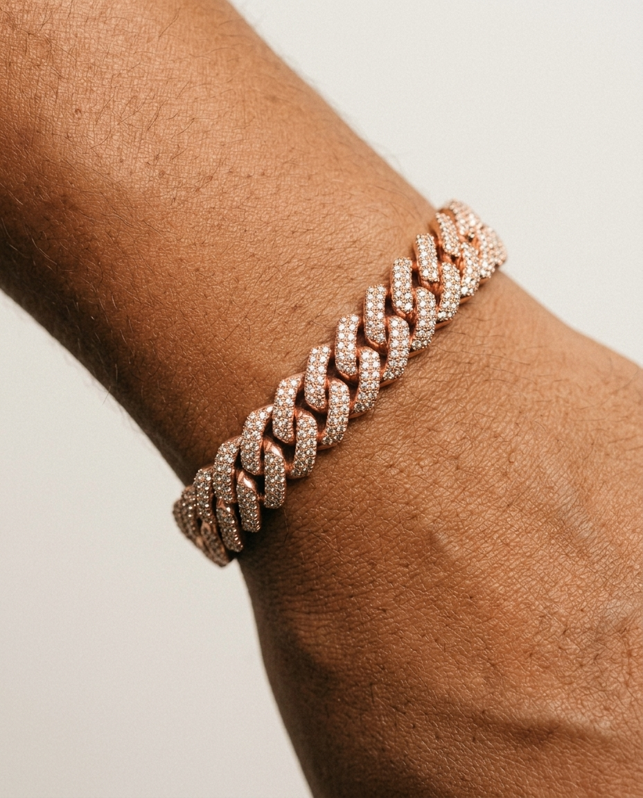 Cuban Diamond Bracelet Rose Gold