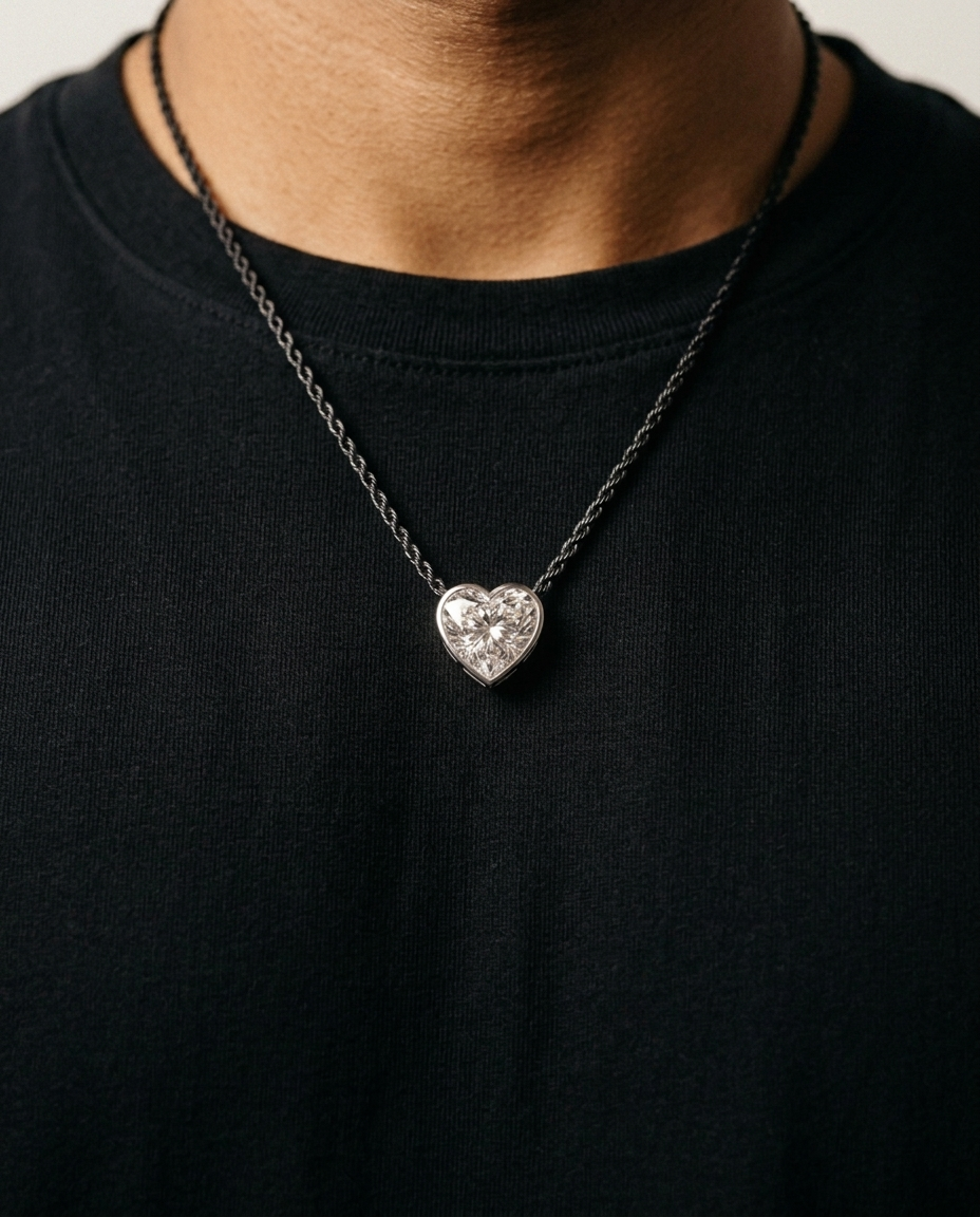 Love Heart Pendant White Gold