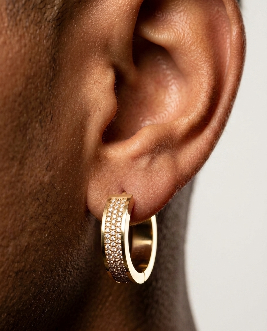 Hoop Diamond Earrings Yellow Gold