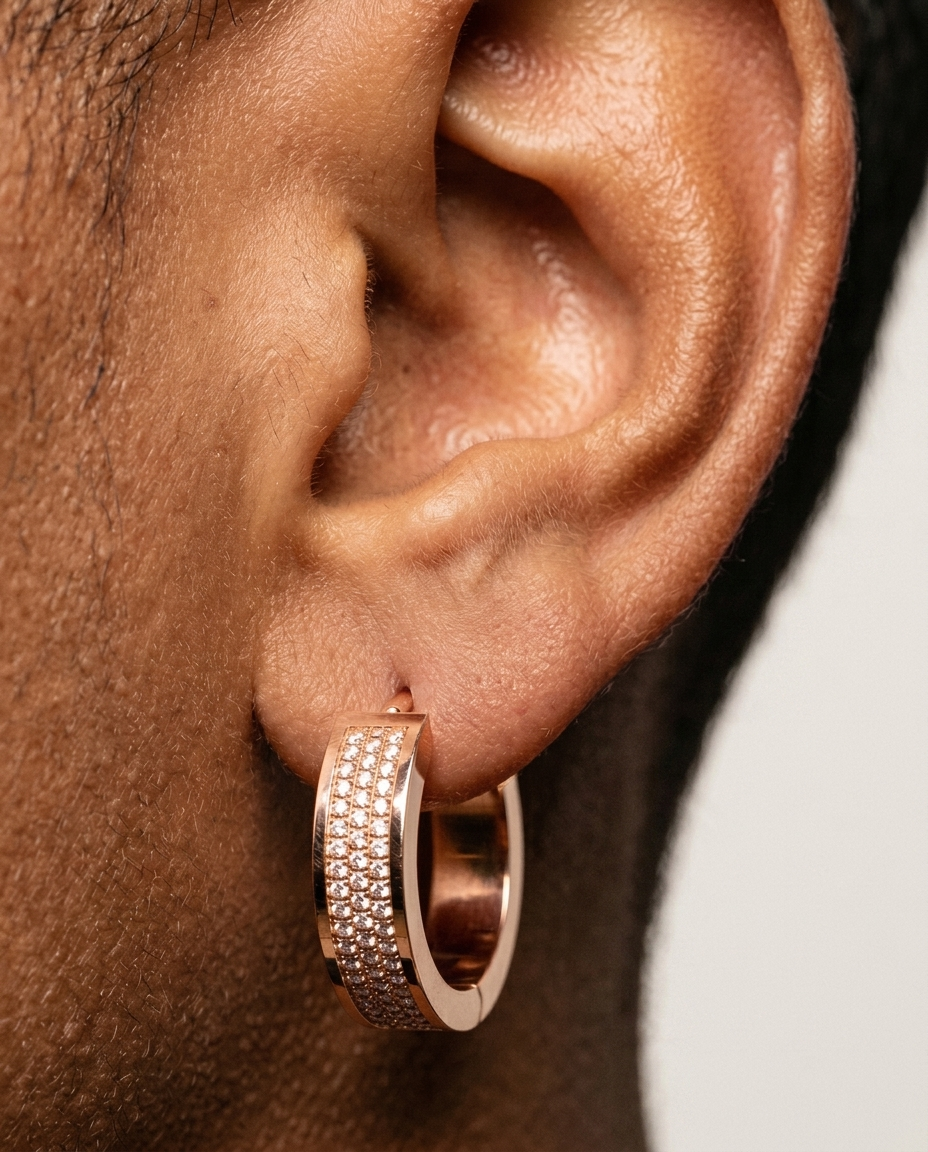 Hoop Diamond Earrings Rose Gold