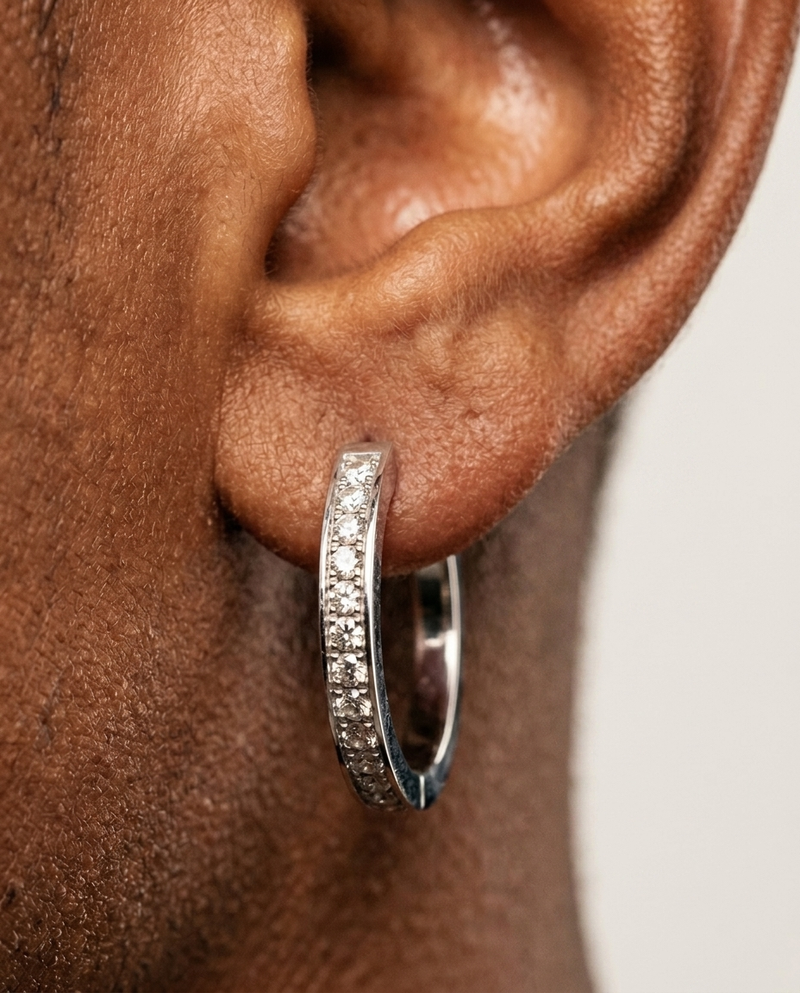 Thin Diamond Hoop Earrings