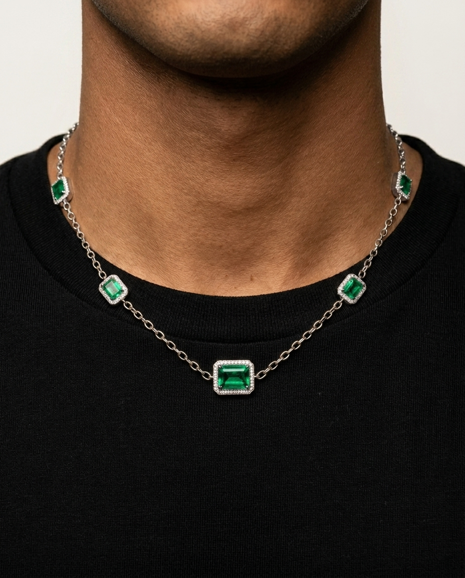 Emerald Necklace White Gold