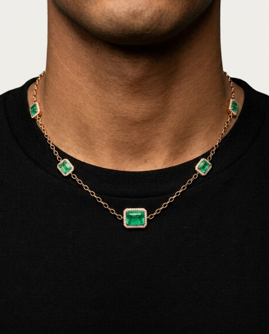 Emerald Necklace Rose Gold