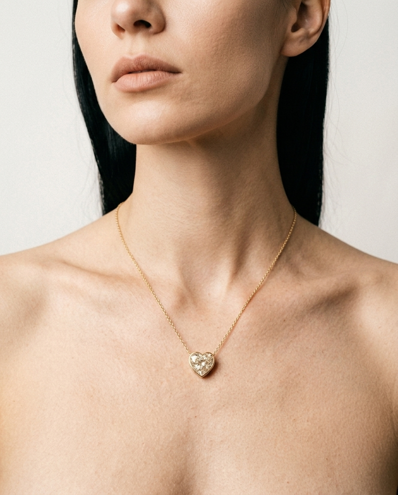 Love Heart Pendant on model