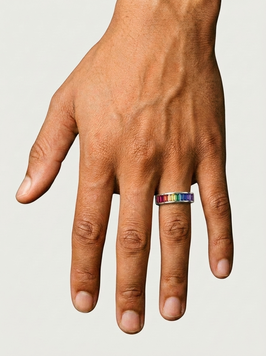 Diamond Baguette Treated Sapphires White Gold