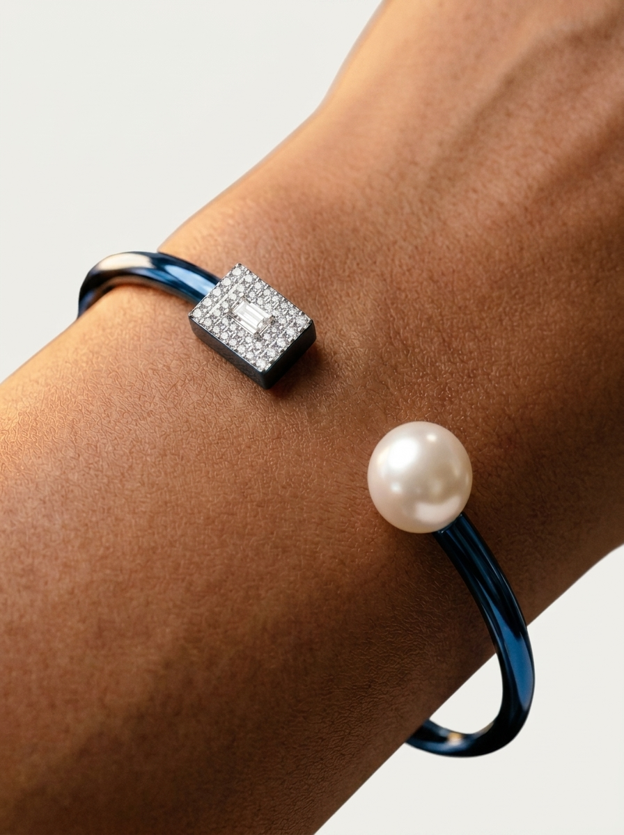 Diamond Pearl Bracelet Blue