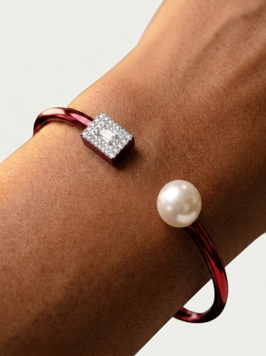 Diamond Pearl Bracelet Red