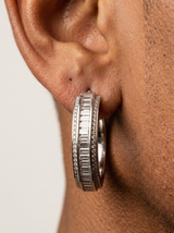 Diamond Baguette Hoop Earrings White Gold