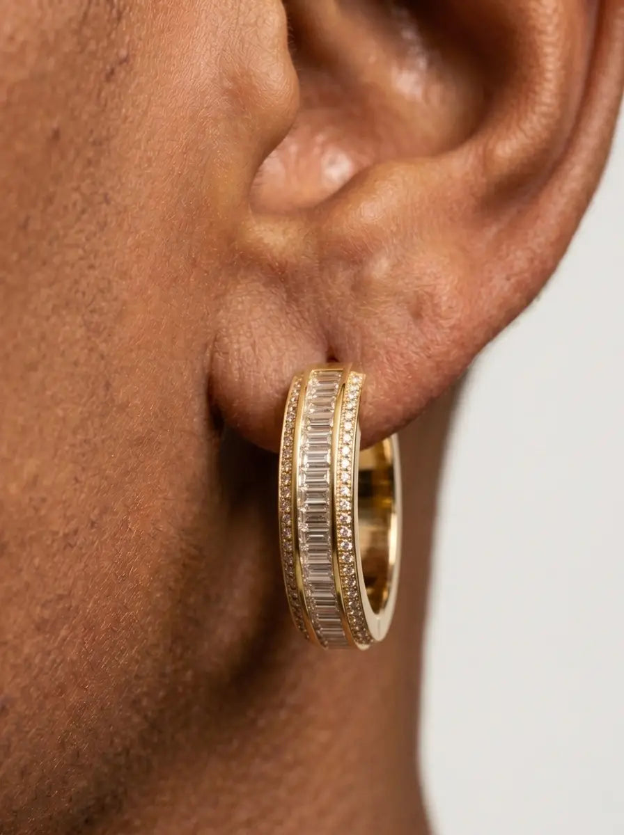 Diamond Baguette Hoop Earrings