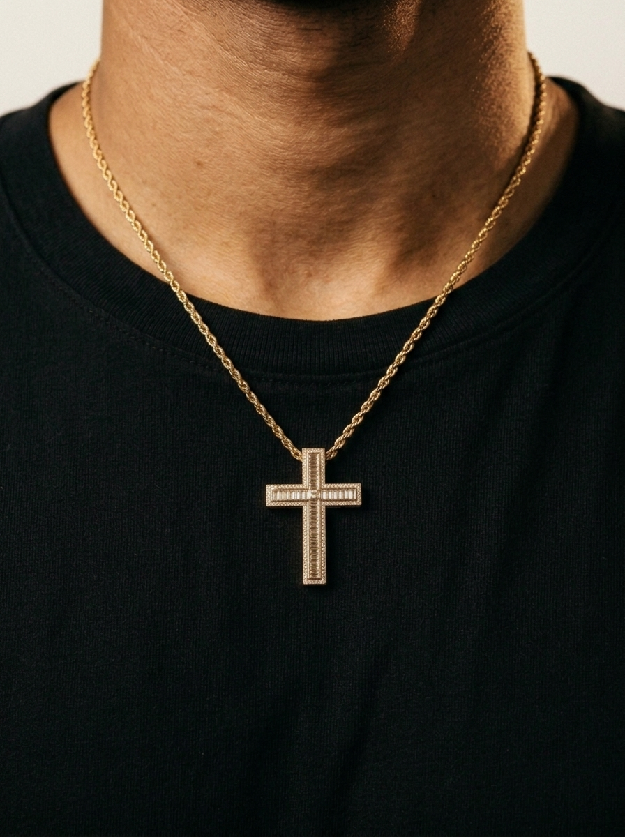 Baguette Diamond Cross Pendant
