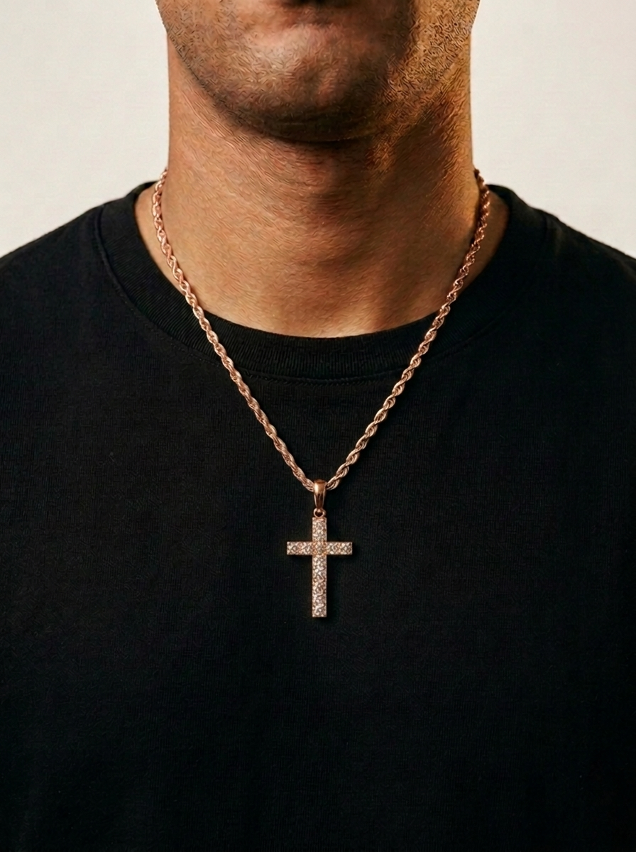 Diamond Cross Rose Gold