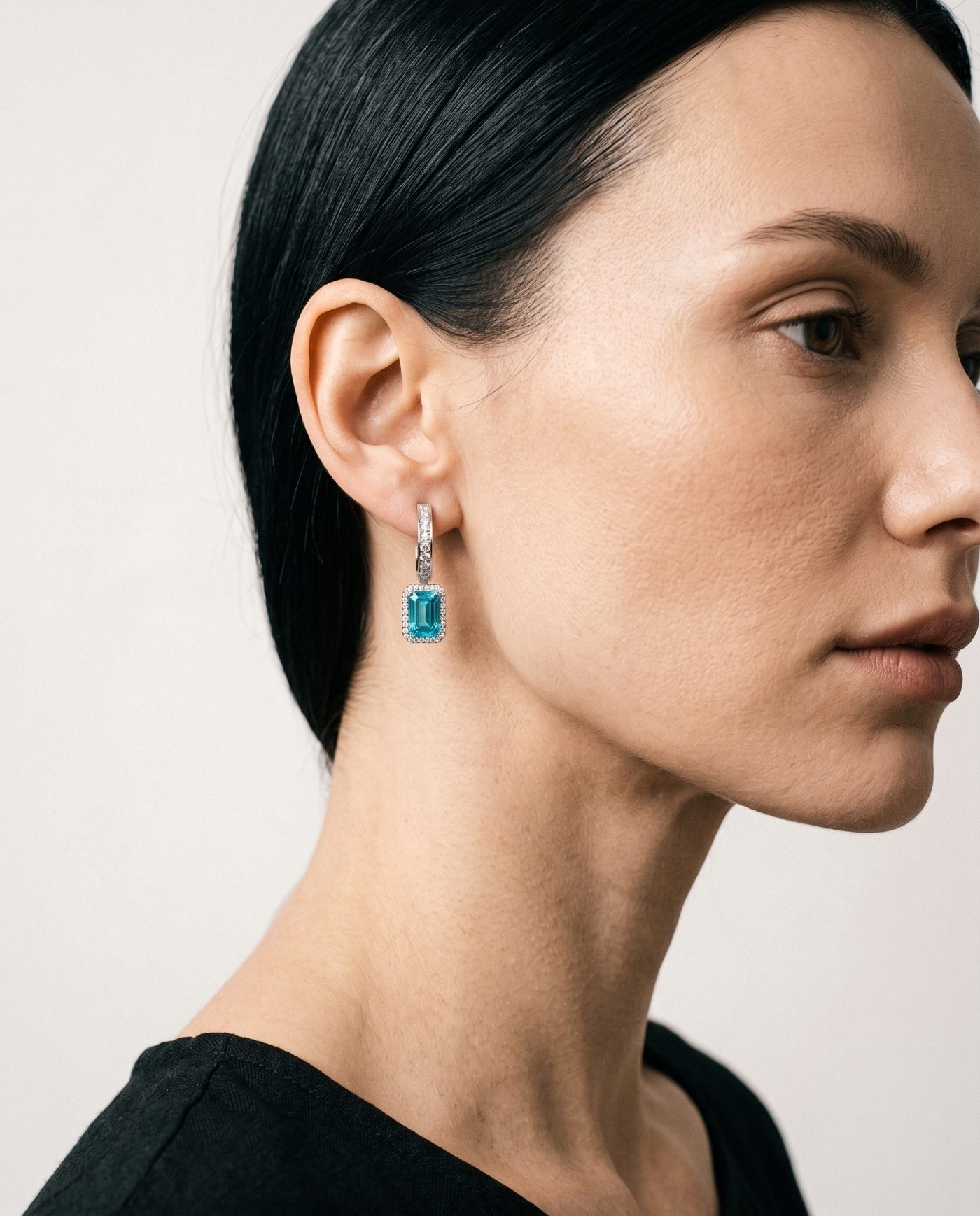 Emerald Hanging Hoop Earrings - For Her