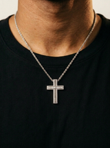 Baguette Diamond Cross Pendant White Gold