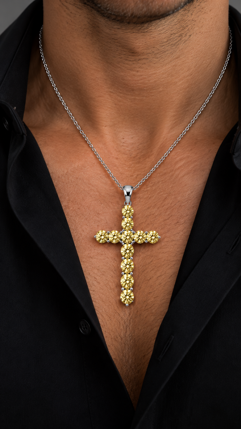 Solstice Yellow Diamond Cross Pendant